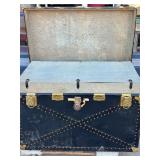Antique Steamer Trunk Chest with Interior Tray