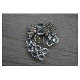 Vtg Art Deco Clear Rhinestone Bow Brooch