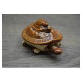 Vtg Ceramic Stacked Turtle Trinket Box