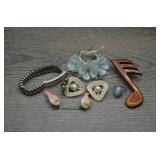 Vtg Mixed Costume Jewelry & Wood Note Pin Lot