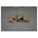 Vtg Rhinestone Enamel Poodle & Dog Pins Trio