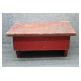 Antique Primitive Red Painted Wooden Step Stool