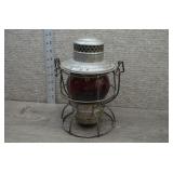 Vtg Railroad Signal Lantern w/Red Glass Globe