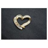 10K GRP Open Heart Pendant w/20 Small Diamonds