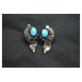 Sterling Silver Turquoise Floral Dangle Earrings