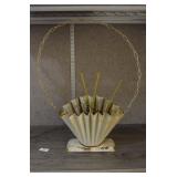Vintage Pleated Metal Funeral Flower Basket