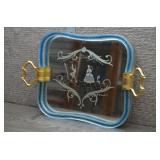 Vtg Murano Etched Mirror Tray Ercole Barovier