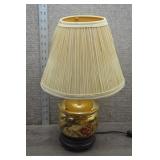 Vtg Chinoiserie Gold Ceramic Bird Table Lamp