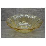 Yellow Depression Glass Ruffled Bowl