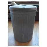 Vtg Galvanized Steel Trash Can with a Matching Lid