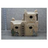 Vtg Southwest Pueblo Multi-Hole Wooden Birdhouse