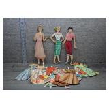 Vtg 1950s Paper Dolls Lot Models Clothes Included