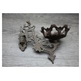Vtg Cast Iron Ornate Wall Sconce Candle Holder
