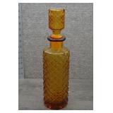 Vtg Empoli Amber Glass Diamond Genie Bottle