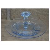 Vtg Paden City Maya Blue Center Handle Tray