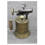 Antique Brass Blow Torch Wooden Handle Special