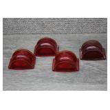 Vtg Red Glass Cab Marker Light LEnses Lot of 4