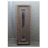 Antique Ornate Carved Wood Long Narrow Wall Mirror
