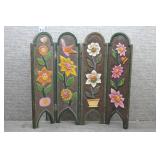 Vtg MexicanFolkArt Miniature Wooden Folding Screen