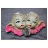 Vtg Twin Cherub Angel Plaster Wall Plaques