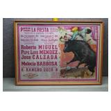 1983 Nuevo Laredo Bullfight Poster Framed