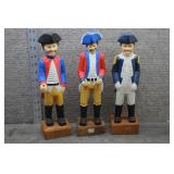 Vtg Carved Wood Revolutionary War Soldiers Trio