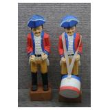 Vtg Carved Wood Revolutionary Drummers Pair