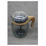 Vtg Pyrex Flameware Wood Handle Percolator