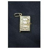 14K Gold Holy Bible Pendant w/The Lord's Prayer
