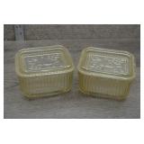 2 Anchor Hocking Glass Refrigerator Dishes w/Lids