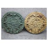 2 Replicas of the Aztec Sun Stone Calendar
