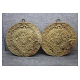 2 Resin Replicas of the Aztec Sun Stone (Calendar)