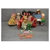 Vtg Hard Plastic Storybook Dolls & Access Lot