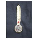 Vtg Brass Floral Rhinestone Thermometer