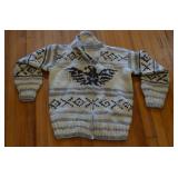 Hand Knit Cowichan Eagle Eagle Zipper Sweater