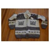 Hand Knit Cowichan Eagle Full Zip Sweater