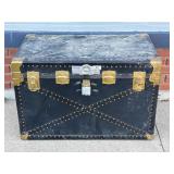 Antique Brass Bound Steamer Trunk Chest