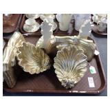 2 PAIRS WALL SCONCES, 1 SET GILT