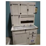 HOOSIER CABINET W/ BLUE GLASS PULLS 68x40x25