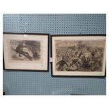 2 HARPER'S WEEKLY ETCHINGS 25x19