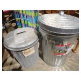 2 METAL TRASH CANS