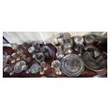 2 TRAYS PEWTER ITEMS