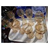 8 GERMAN AMBER GLASS GOBLETS