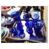 RUFFLED COBALT GLASS PCS