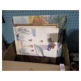 BOX OF MISC FRAMED & UNFRAMED ART