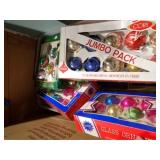 BOX OF GLASS XMAS ORNAMENTS