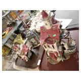 3 CERAMIC HOUSES W/ BLUE SKY