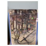 UNFRAMED FISHEN W/C STREET SCENE 15x21