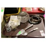 STERLING LOT W/ SPOON, SHAKERS, MORE