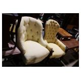 2 YELLOW UPHOLSTERED ARMCHAIRS